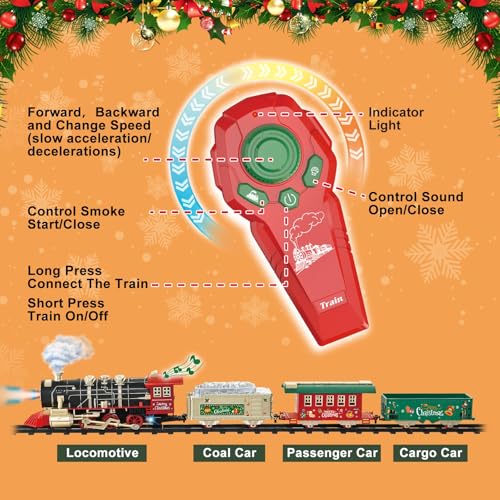 JUQU Christmas Train Set for Kids Ages 3-8 with Remote Control, Lights & Sounds X829788