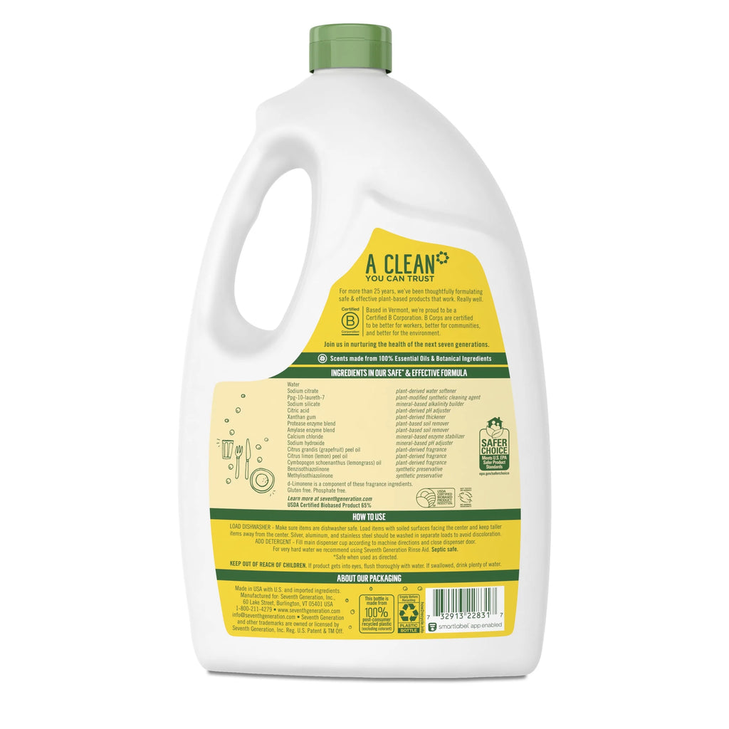 Seventh Generation Dishwasher Detergent, Lemon, 70 oz T50965