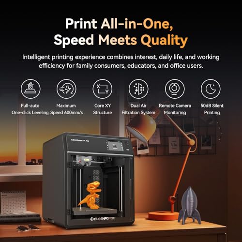 FLASHFORGE Adventurer 5M 3D Printer with Auto Leveling, 600mm/s High-Speed, Quick-Detach Nozzle H9340