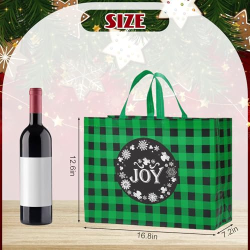 24 Pack Christmas Gift Bags Assorted Sizes with Handle, Non-Woven Reusable Tote I711017