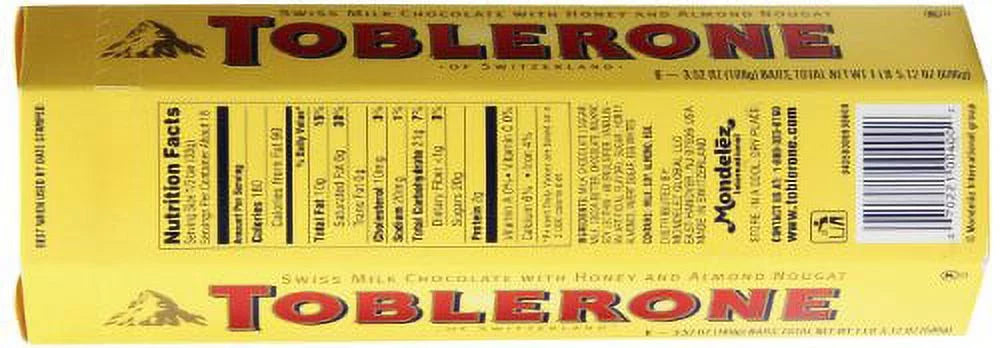 Toblerone Swiss Milk Chocolate with Honey and Almond Nougat, 600g V589937