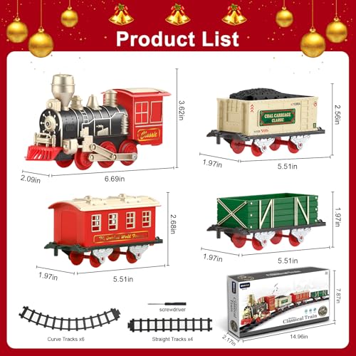Electric Christmas Train Set with Lights and Sounds for Kids Y77468