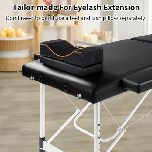 Portable Lash Bed with Eyelash Pillow, Height Adjustable Waterproof Aluminum Frame (Pink) I2470