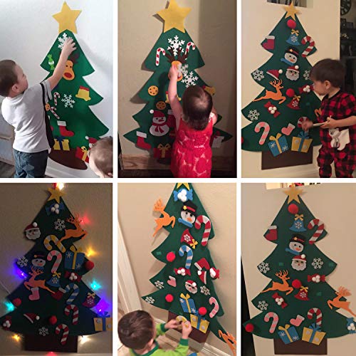 YEAHBEER Felt Christmas Tree for Toddlers with 30 Ornaments J4656