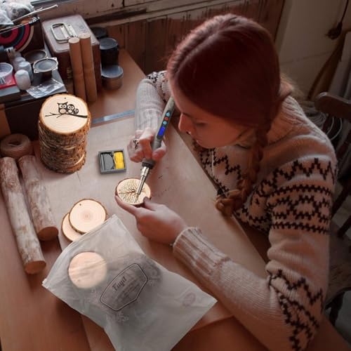 Fuyit Natural Wood Slices 30 Pcs 2.4-2.8 Inches Unfinished Predrilled Wooden Circles for Crafts P544