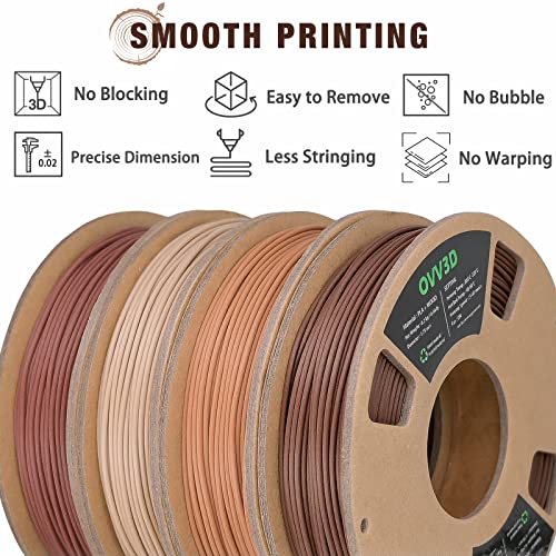 OVV3D Wood PLA Filament Bundle 1.75mm 200g 4 Pack Y521193