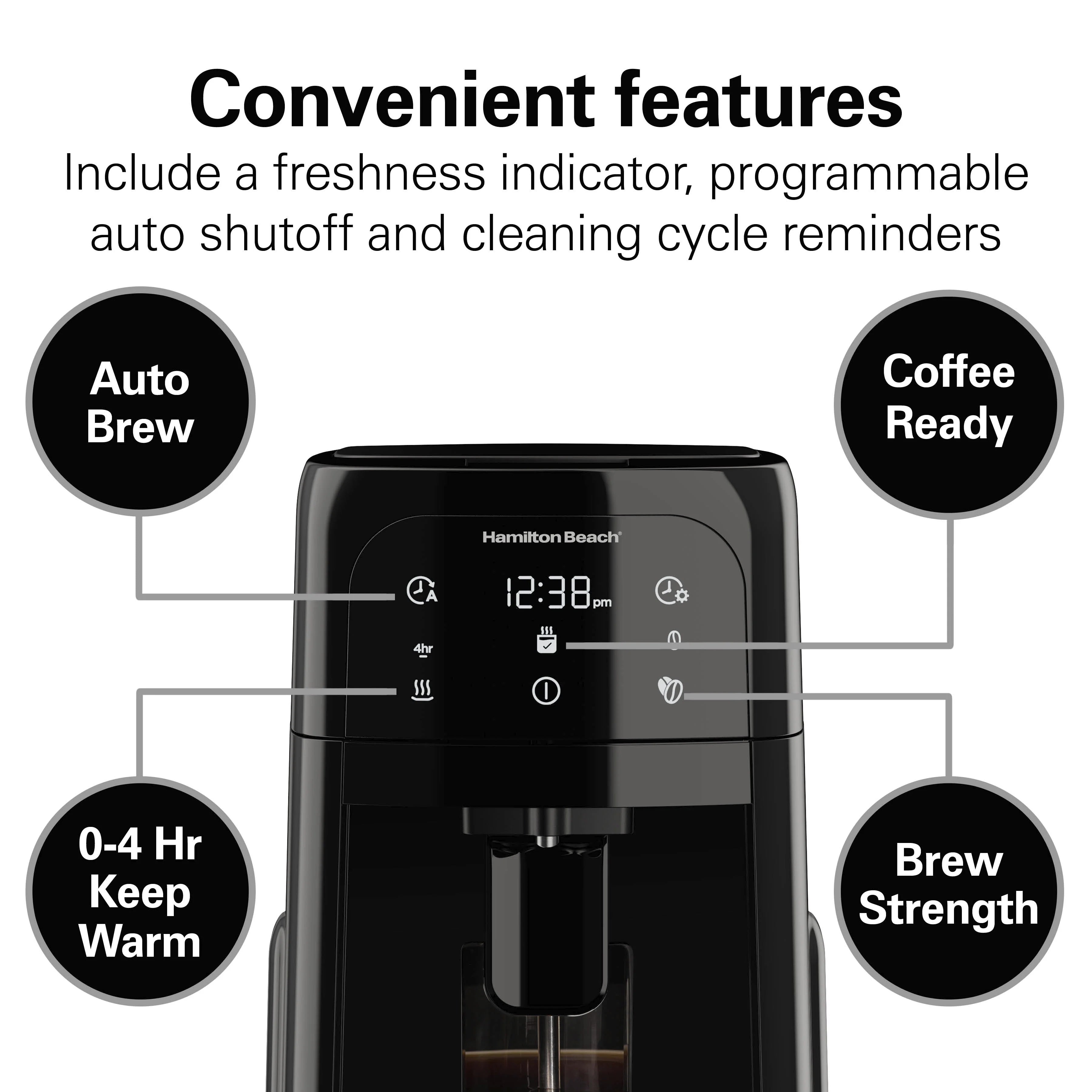 Hamilton Beach One Press Dispensing Coffee Maker, 12 Cup, Black P268