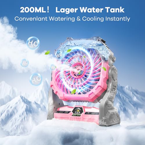 Portable Misting Fan with RGB Lantern, 30000 mAh Rechargeable Camping Fan I36923