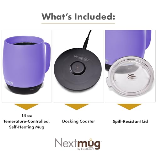 Nextmug Self-Heating Coffee Mug, 14 oz, Burgundy W7807