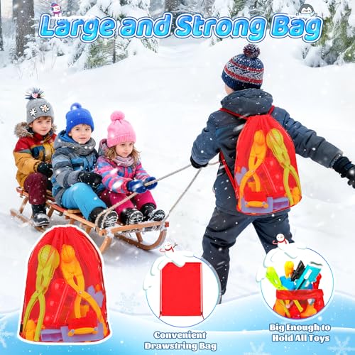 DISHIO Snowball Maker Kit with Blaster Launcher, Duck Clips, Molds, Shovel & Carry Bag G9242
