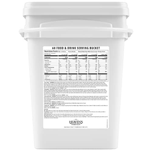 Heaven’s Harvest 25-Year Family Food Kit, Freeze Dried Emergency Food Supply in Waterproof Bucket J222
