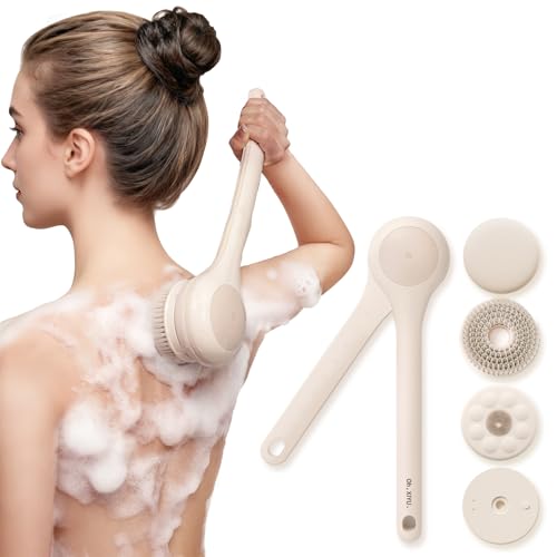 Electric Body Brush Back Scrubber for Shower, Waterproof Dual Handle with 3 Heads X695155