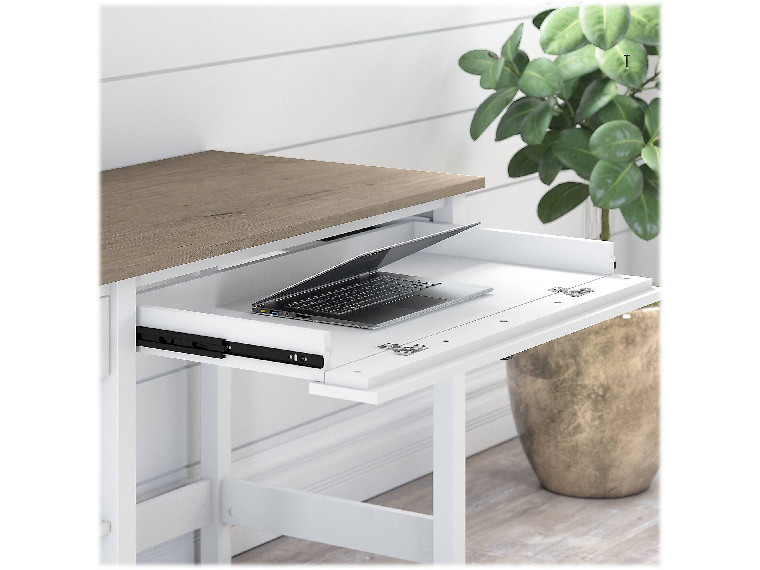 Bush Furniture Mayfield 54W Computer Desk with Shelves Shiplap Gray H7361