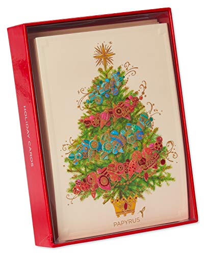 Papyrus Christmas Cards with Envelopes, Peace and Happiness, 12-Count B82192