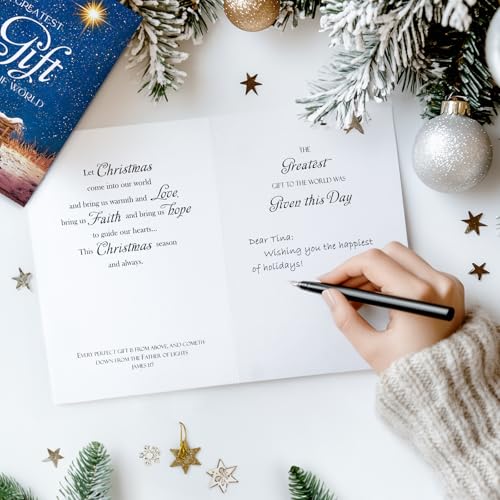Religious Christmas Cards with Envelopes & Stickers, Pack of 18 W254