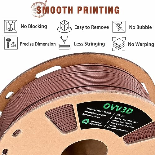 OVV3D Wood PLA Filament Bundle 1.75mm 200g 4 Pack Y521193