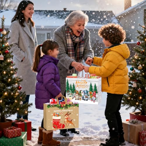 24 Pack Christmas Gift Bags Assorted Sizes Reusable Non-Woven Tote Z5851