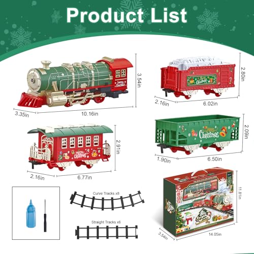 Electric Christmas Train Set with Lights and Sounds for Kids Y77468