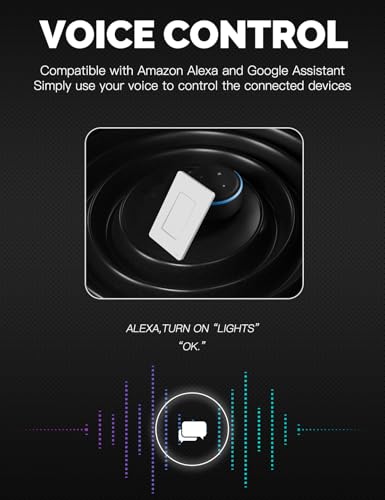 MOES Zigbee 3 Way Double Light Switch, 2 Gang Smart Wall Switch, Neutral Wire Required, Works with Alexa/Google R387067