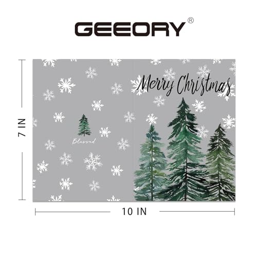 GEEORY Boxed Christmas Greeting Cards 5" x 7" Watercolor Xmas Tree & Snowflake, 24 with Envelopes & Stickers T87529