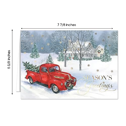 Masterpiece Holiday Greetings Christmas Cards with Snowy Cardinal Wreath, 16 Boxed with Envelopes L381397