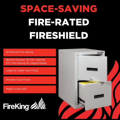FireKing® FireShield 22" Vertical 1-Drawer File Cabinet and Safe, Black Stone Z8493