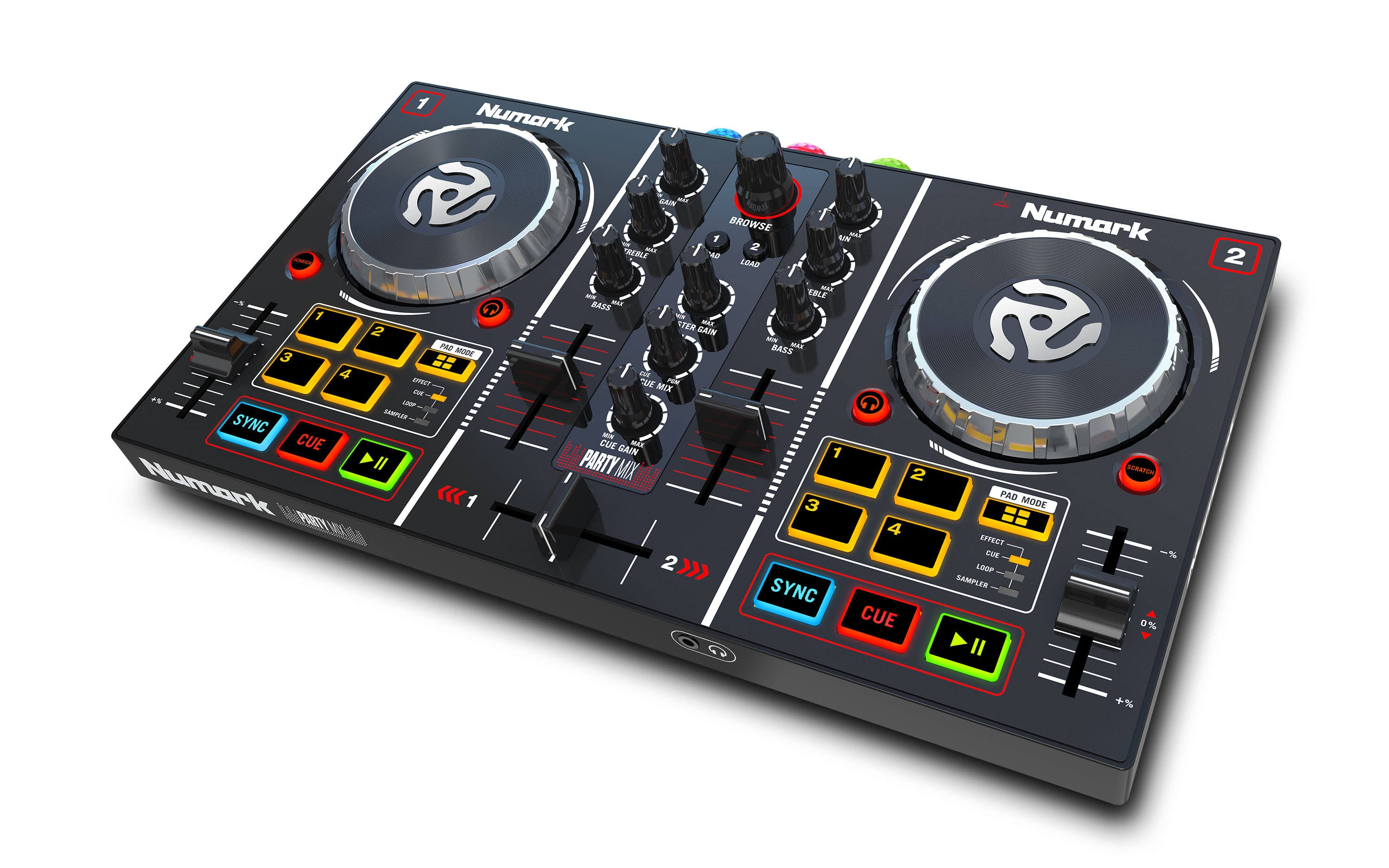 Numark Party Mix DJ Controller with Built In Light Show, Black - Megean