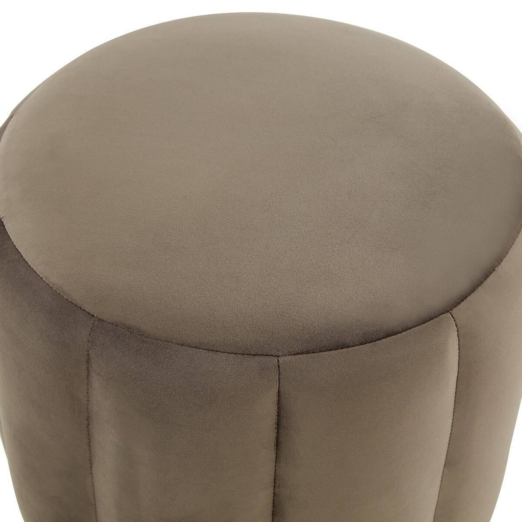 LeisureMod Franklin Round Velvet Ottoman Footrest with Gold Base M946