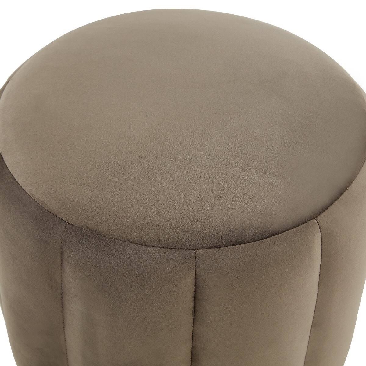 LeisureMod Franklin Round Velvet Ottoman Footrest with Gold Base M946