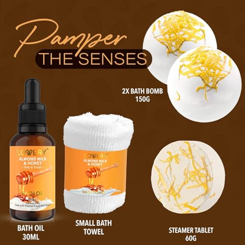 Almond Milk & Honey Beauty Gift Basket for Women - 10 Pc Spa Self Care Set P417555