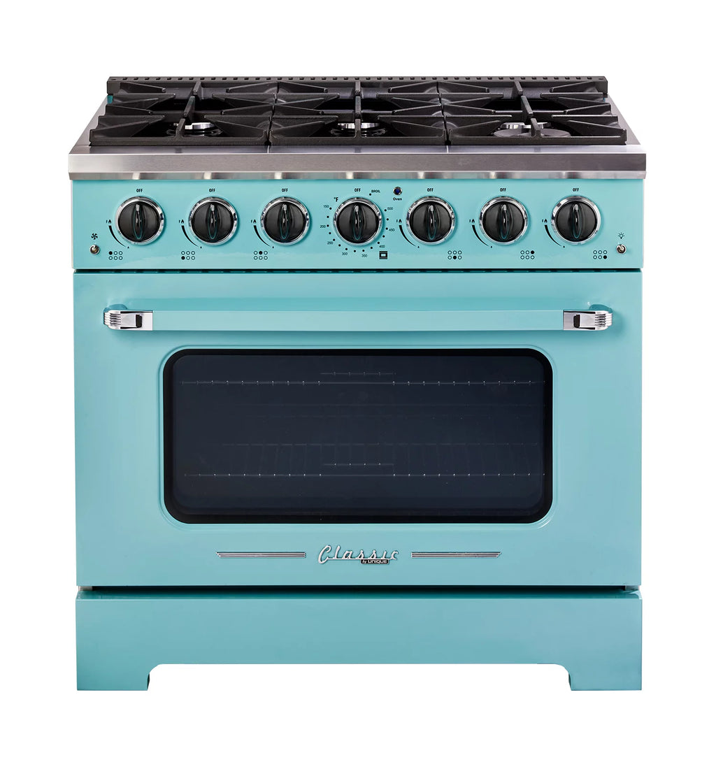 Unique Classic Retro 36" Freestanding Gas Range with Convection Oven P68118