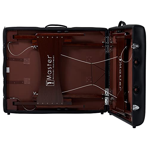 Master Massage Newport Portable Massage Table with 2.5" Cushion, Walnut Hardwood, Black, 30" R296868