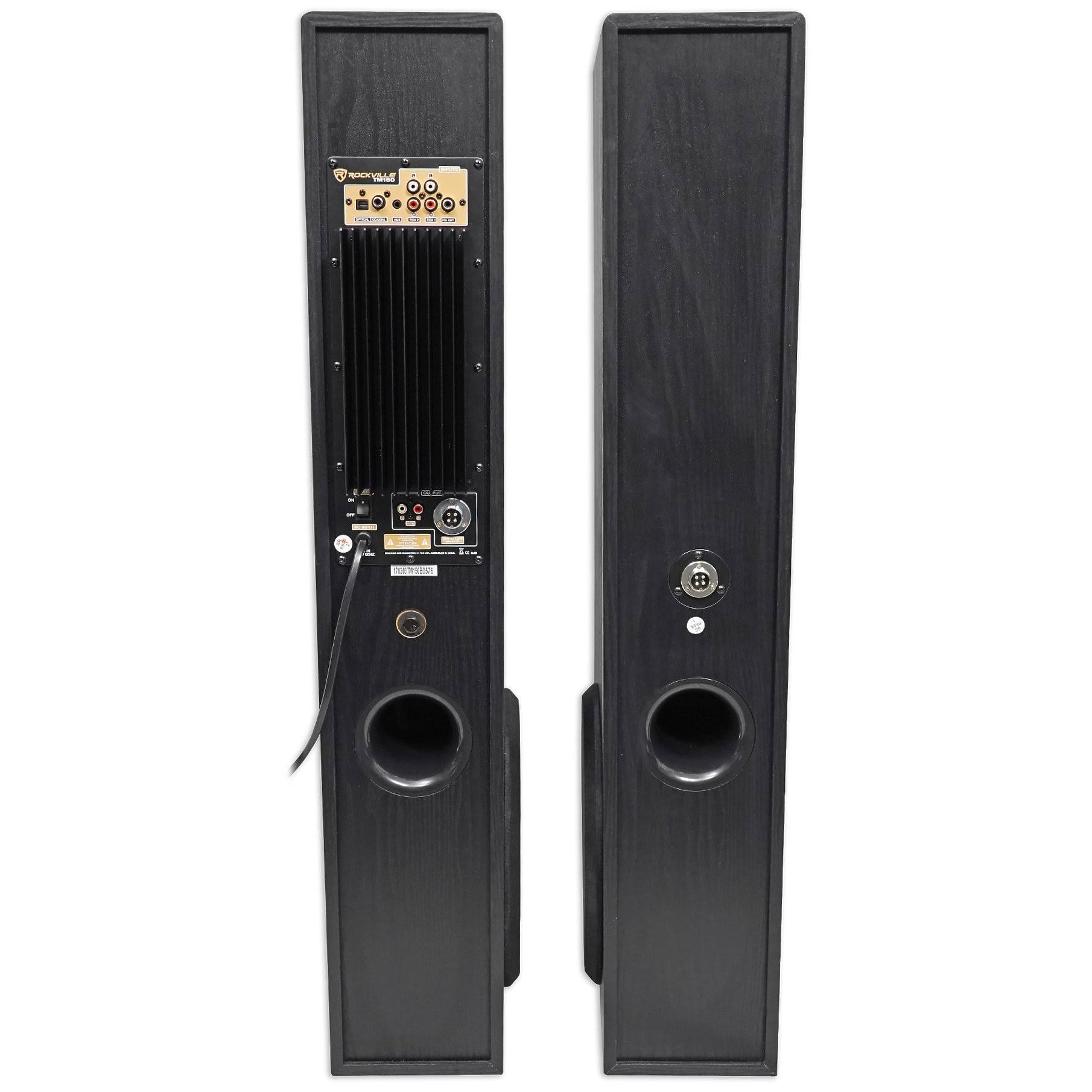 Rockville TM150B Black Tower Speakers with 10x22 Sub, Bluetooth, USB Z529034
