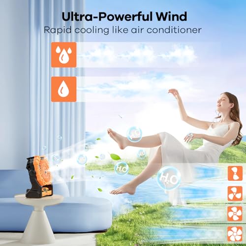 Portable Misting Fan with RGB Lantern, 30000 mAh Rechargeable Camping Fan I36923
