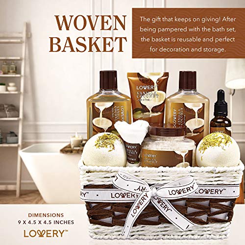 Vanilla Coconut Bath and Body Gift Basket 9 Piece Spa Set X78584