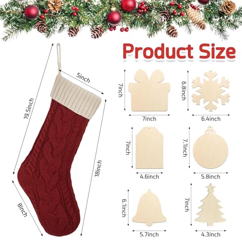 Bone Shaped Dog Christmas Stockings 3 Pack Cable Knit with Name Tag X7669