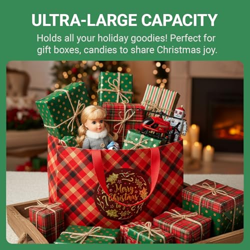 habgp 20 Pack Christmas Gift Bags Assorted Sizes with Handle, Reusable Tote K88379