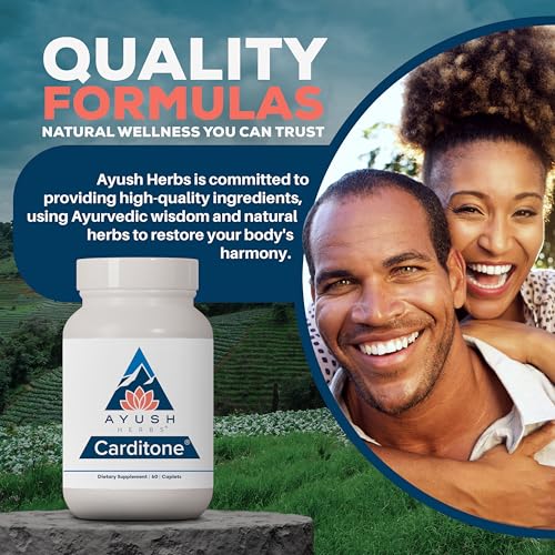 Ayush Herbs Carditone Natural Heart Health Supplement for Women & Men, 60 Vegetarian Caplets Q807002