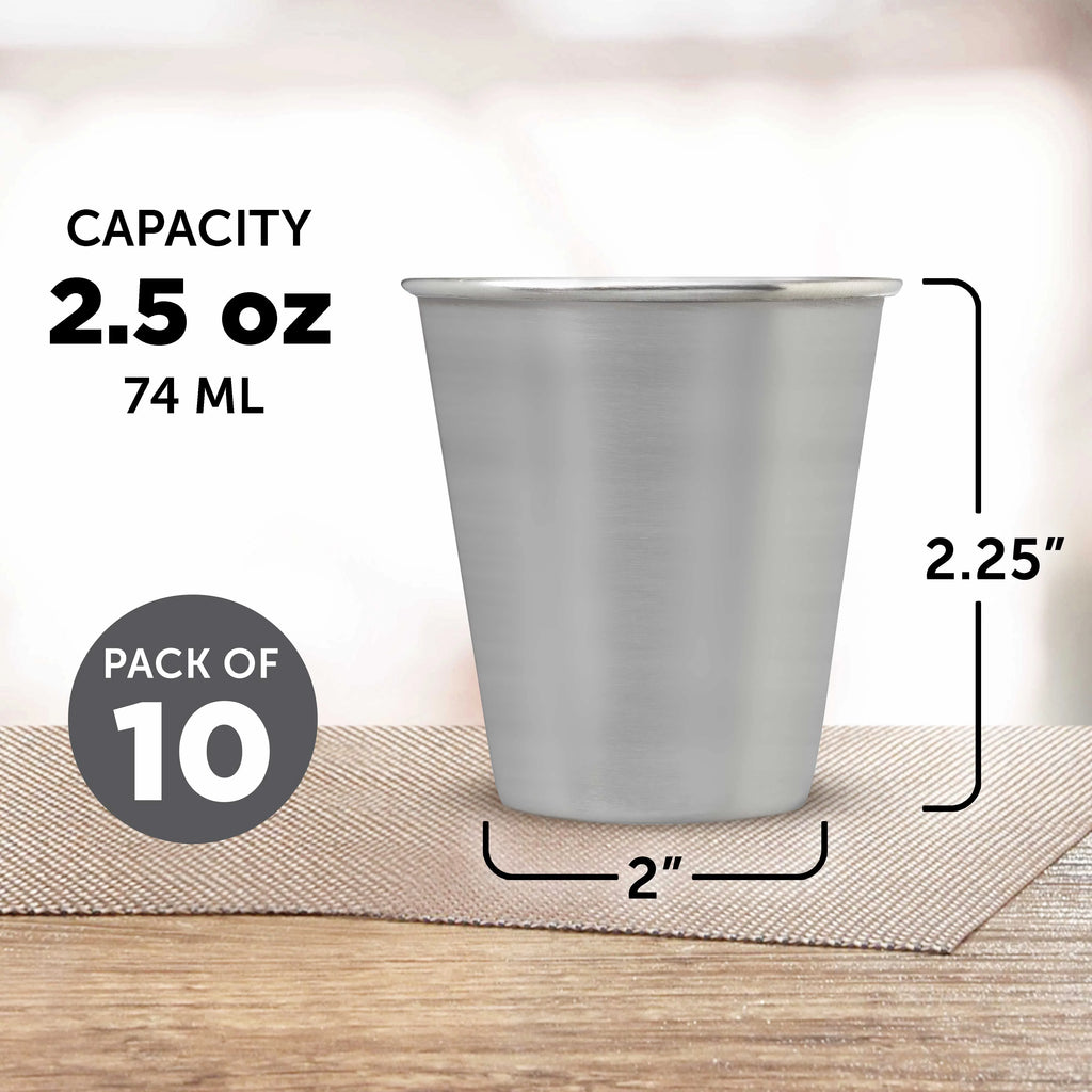 Metal Shot Glasses 2.5 oz Set of 10 Stainless Steel G7125