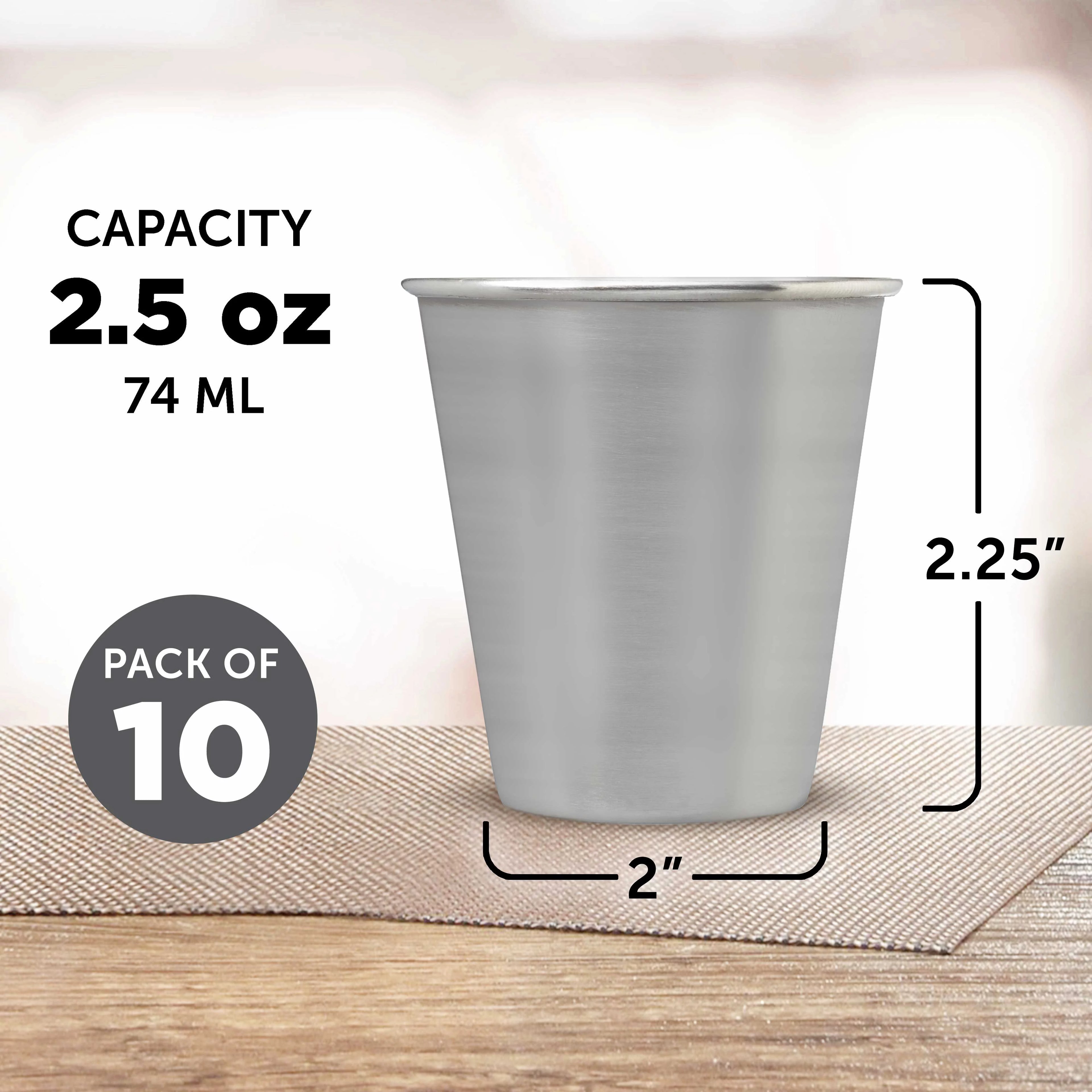 Metal Shot Glasses 2.5 oz Set of 10 Stainless Steel G7125