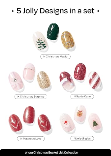 ohora Semi Cured Gel Nail Strips Red Chrome & Joy Christmas Set V6536