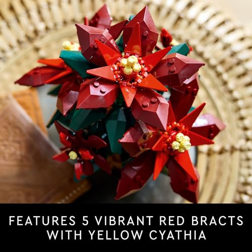 LEGO Icons Poinsettia Building Set for Adults, Artificial Flowers for Christmas Table Decoration N665