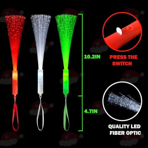 Christmas Fiber Optic Wand Party Favors for Kids, 12 Pack Glow Sticks Toys R421537