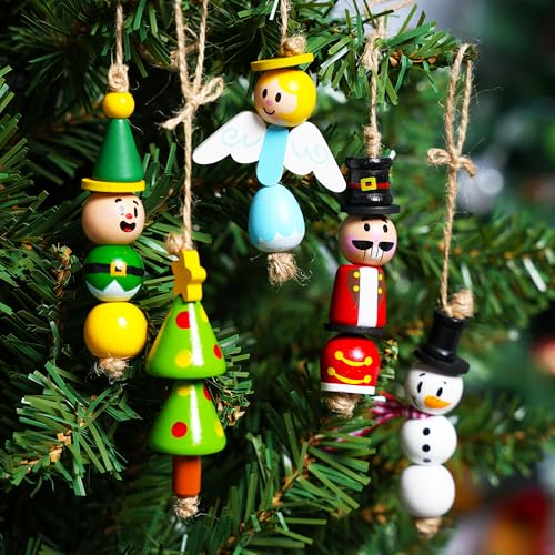JOYIN 202 Pcs Christmas Wooden Beads Craft Kit, DIY Ornaments for Kids Q47641