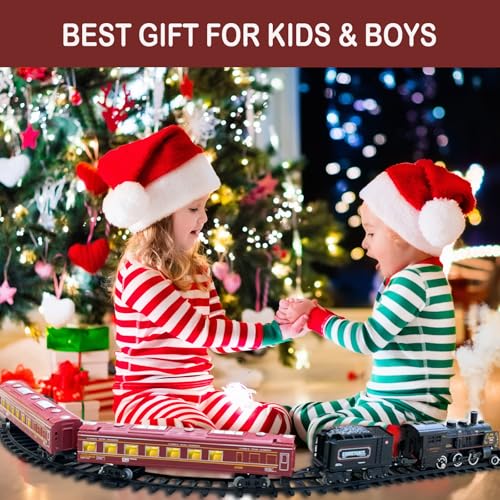 Electric Train Set for Kids with Steam Locomotive, Light & Sounds S601002