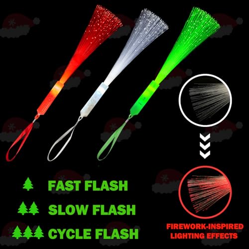 Christmas Fiber Optic Wand Party Favors for Kids, 12 Pack Glow Sticks Toys R421537