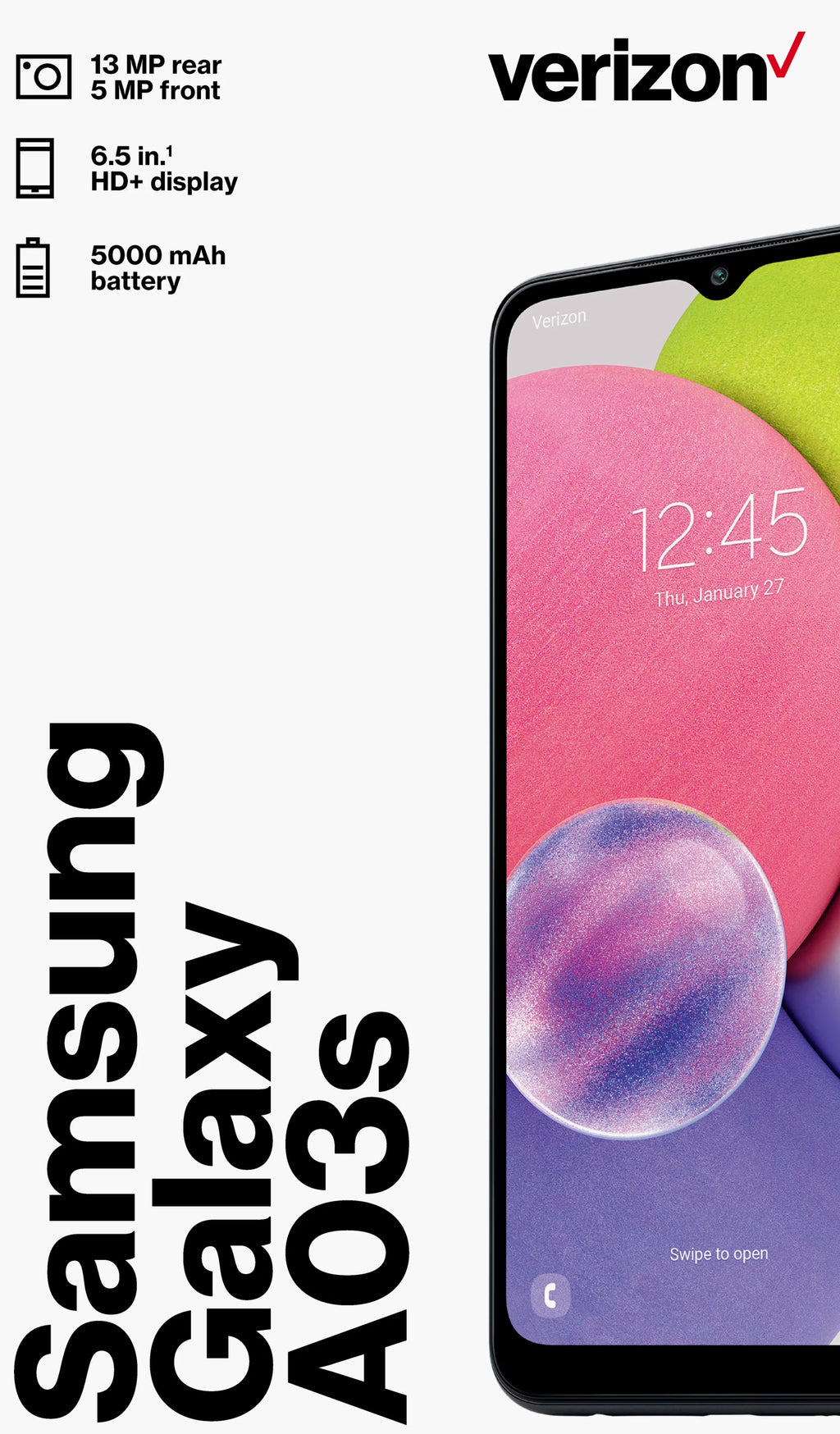 Samsung A03s Verizon Prepaid Smartphone 32GB Black F905266