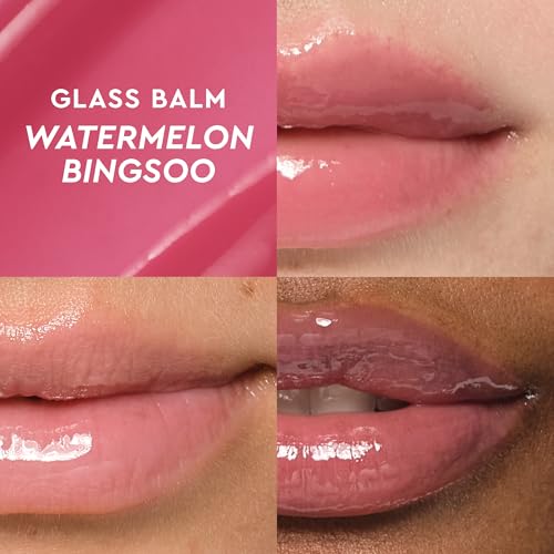 Glow Recipe Mini Glass Balm Lip Treatment Gift Set, Travel Size Set of 4 Hydrating Vegan Lip Balms W2415