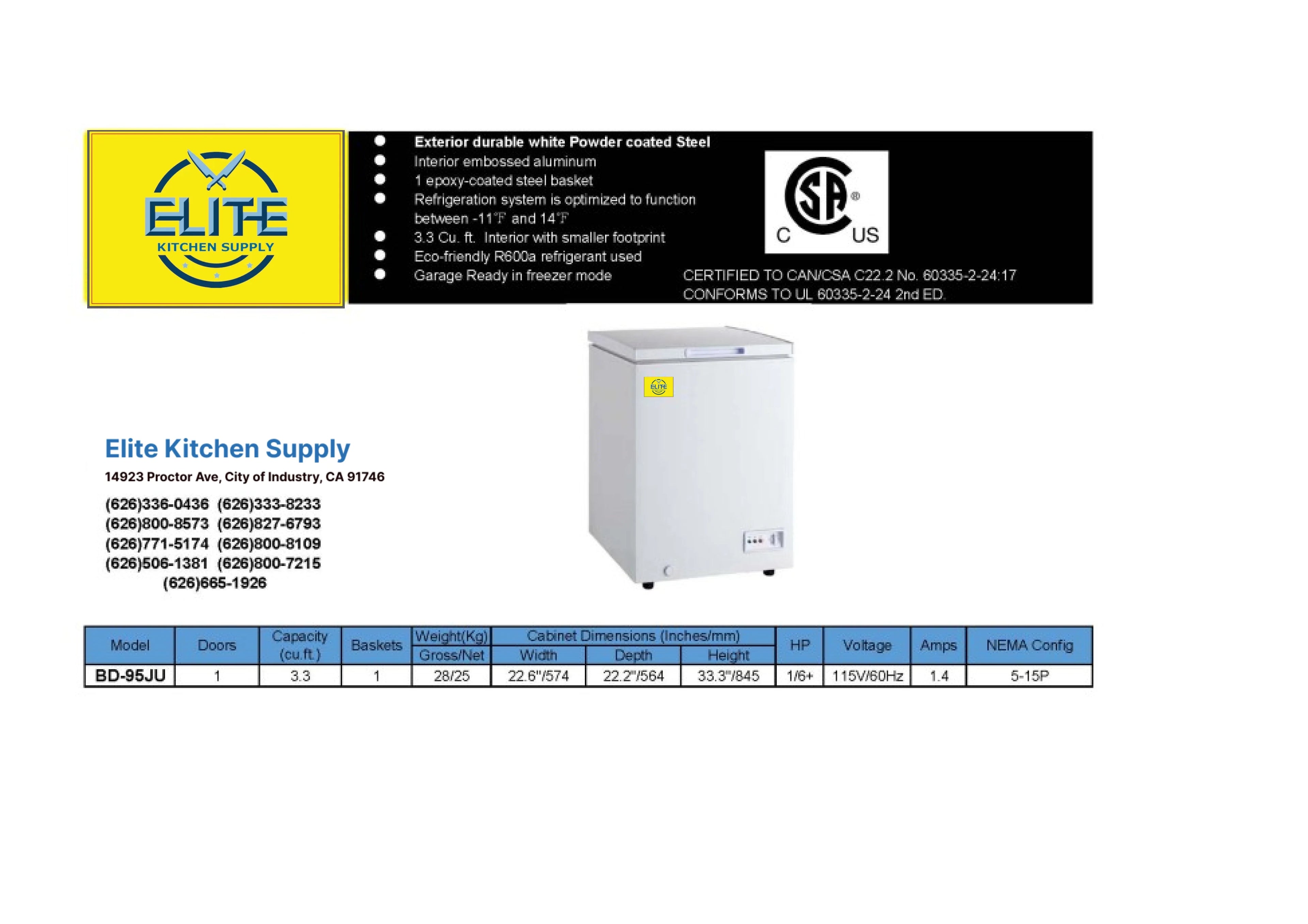 3.5 Cu. Ft. Single Door Chest Freezer B61562