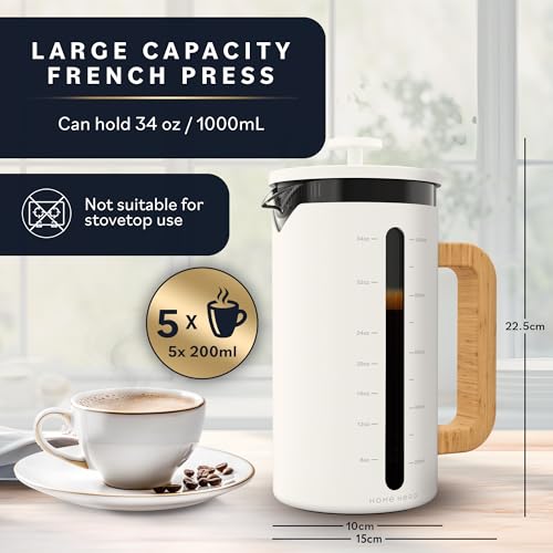 Home Hero French Press Coffee Maker 34 oz with Bamboo Handle M7727